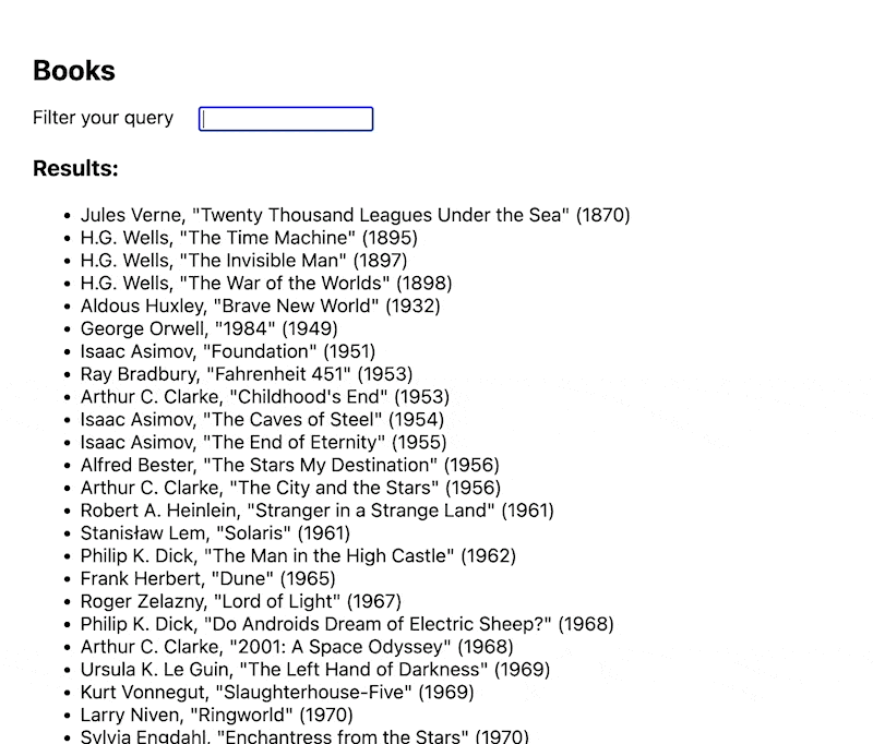 Typeahead Search of a List of Books