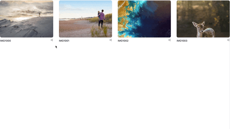 Share dialogs being opened for four images